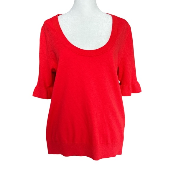 Boden Wool Blend Knit Top with Ruffles Red 10 - Picture 1 of 4